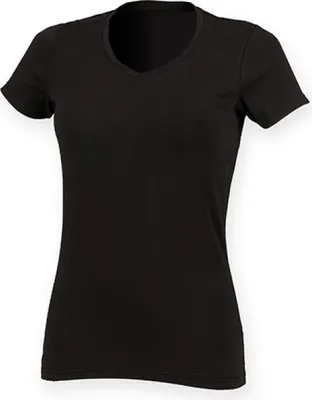 Produktbild von SF Women SK122 | Damen Feel Good Stretch V-Neck T / weiches Tragegefühl - Farbe: Black - Größe: S