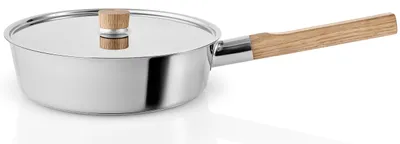 Schmortopf mit Deckel, Ø 24 cm, 3 L, Edelstahl/Eiche, antihaftbeschichtet