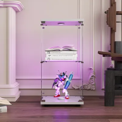 Immagine prodotto di Mobile in vetro con 2 ripiani, illuminazione LED e ante, 86 x 40 x 36 cm, bianco