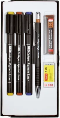 Produktbild von Schreibgeräteset Geocollege School-Set 0,3/0,5/0,7 schwarz Packung mit 10 Stück