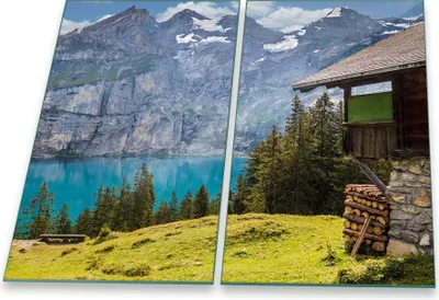 Produktbild von Herdabdeckplatte Abdeckung Glaskeramikfeld Abdeckplatte 2-Teilig 60X52 Natur Glas
