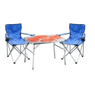 Produktbild von 3-tlg. praktisches Campingmöbel Set Alu Campingtisch + 2 Anglersessel