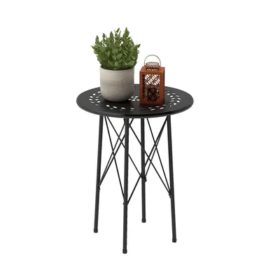 Produktbild von Tisch – Garten – Runder Terrassentisch – Beistelltisch – Runder Edelstahltisch – Outdoor-Tisch – Runder Tisch – 40 x 40 x 50 cm – Schwarz