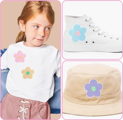 Produktbild von 12 Stück Blumen Bügelpatches - bunte Blumen Bügelpatch für Kleidung - Macaron Stickpatch für Kleidung - Jacke - Jeans - Rucksack - Hut - DIY Zubehör