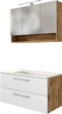Produktbild von Held Möbel Waschtisch-Set Livorno 100 cm Wotaneiche/matt weiß
