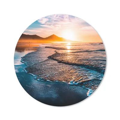 Produktbild von MuchoWow® Mauspad Mousepad Sonnenuntergang - Meer - Berg - Horizont - Landschaft - Blau 40x40 cm - Mousepads - Maus Mat - Pad - Mausunterlage - Schreibtisch Accessoires