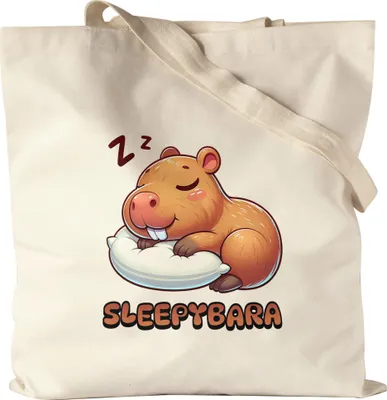 Produktbild von Sleepybara Jutebeutel Schlafen Capybara Wasserschwein Fans Schlafmütze Langschläfer