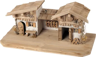 Produktbild von Krippenstall aus Holz 58x29x25 cm für 8-10 cm Figuren Deko