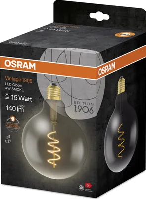 Image de Led Globe Ed.1906 125mm Clair Fil Spiral Smoke 5w15 E27 - Osram