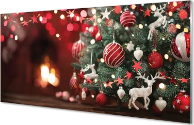 Produktbild von Glasbilder 140x70 Wandkunst Christbaumkugeln