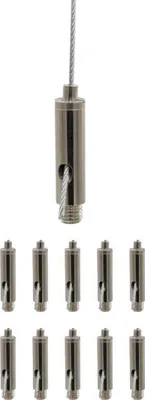 Produktbild von 10x Drahtseilhalter / Gripper 20, M8 Außengewinde Länge 7 mm, für Drahtseil Ø 1,5 - 2,0 mm | vernickelt