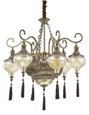 Produktbild von Vintage-Deco Haremsaufhängung Metall brüniert Messing 9 Lichter E27