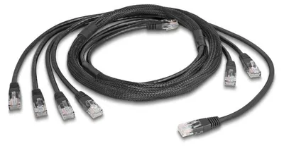 Produktbild von DeLOCK 90121, 5 m, Cat5e, U/UTP (UTP), 4 x RJ-45, 4 x RJ-45, Schwarz
