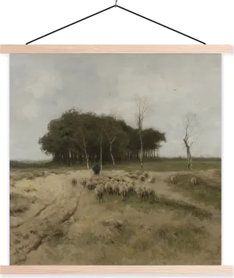 Produktbild von MuchoWow® Textilposter Heide bei Laren - Gemälde von Anton Mauve 60x60 cm mit holzfarbenen Rahmen - Wanddekoration