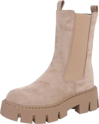 Produktbild von Ital-Design Damen Stiefeletten Chelsea Boots  Wildlederoptik, Textiloptik Plateaustiefeletten 90152878 Hellbraun Gr.  37