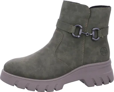 Produktbild von Rieker Damen Stiefelette Reißverschluss Warmfutter Zierspange 71862, Größe:41 EU, Farbe:Grün