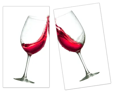 Produktbild von Spritzschutz Herdabdeckplatte Schneidebrett aus Glas Toasten mit rotem Wein 2-Teilig (60x52cm)