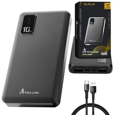 Productafbeelding van Extralink 10000 mAh Zwart Powerbank, 2× USB, Compact, 5 V