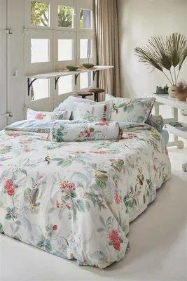 Produktbild von Pip Studio Perkal-Bettwäsche Floris 200x200cm+2x80x80 Farbe Weiss