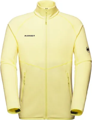 Hellgelbe Mammut Aconcagua ML Jacket Herrenjacke mit durchgehendem Reißverschluss und Stehkragen