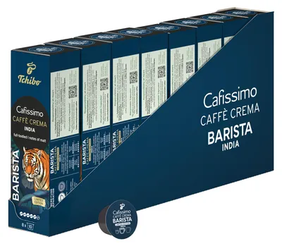 Produktbild von Tchibo Cafissimo Caffè Crema Barista India Kaffeekapseln, 80 Stück - 8 x 10 Kapseln (Caffè Crema, instensiv und vollmundig), Limited Edition