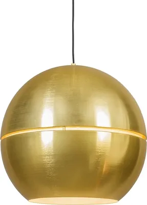 Produktbild von QAZQA - Retro Art Deco Hängelampe I Pendellampe I Pendelleuchte Gold I Messing Kugel 50cm - SliceI 2-flammig I Wohnzimmer I Schlafzimmer - Aluminium Rund I Kugel I Kugelförmig - LED geeignet E27