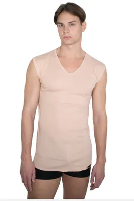 Produktbild von Herren Unterhemd unsichtbar 100% Baumwolle ohne Arm V-Ausschnitt: M