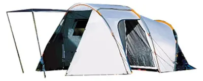 Produktbild von DWT Campingzelt Zenith II, 340x185x160/200cm (BxTxH) grau/blau - Tunnelzelt für 3 Personen - Kuppelzelt - Familienzelt - Touringzelt