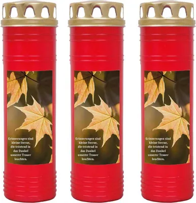 Imagen del producto de Velas rojas, paquete de 3 unidades, duración de la llama: 170 horas (por vela), diseño: Arce