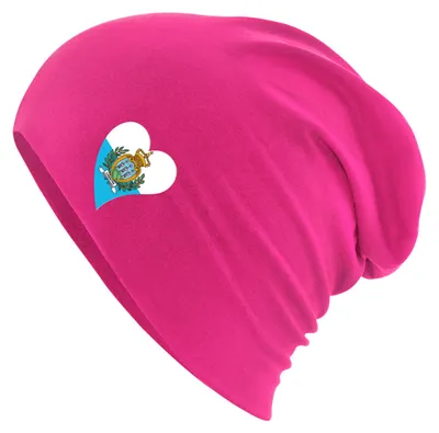 Produktbild von Huuraa Beanie San Marino Flagge Herz Fuchsia One Size Baumwolle und Elasthan Mütze Geschenkidee