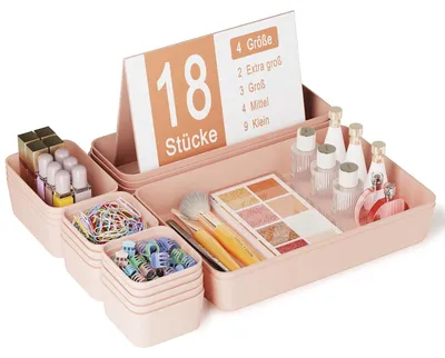 Produktbild von Omgoods – 18-teiliges Set zur Organisation von Schubladen – Platzsparende Aufbewahrungsboxen für Kosmetik und Büro