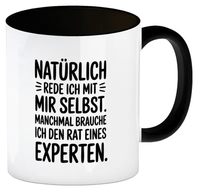 Produktbild von Expertengespräch Kaffeebecher in schwarz mit Selbstironie