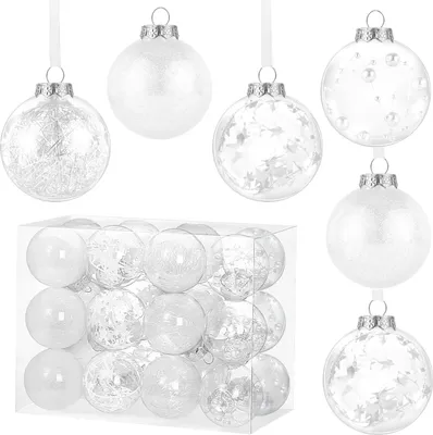 Produktbild von Weihnachtskugeln Wei? 24x Christbaumkugeln Weihnachtsbaumschmuck Weihnachtsdeko fš¹r Weihnachten Party