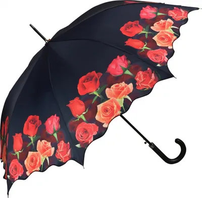 Produktbild von Regenschirm Stockschirm Motiv Rosen Öffnungsautomatik Kunstledergriff Damenschirm