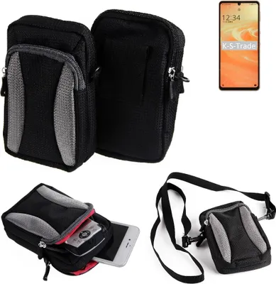 Produktbild von K-S-Trade Holster Schutz Hülle kompatibel mit Sharp Aquos Sense6s Handy Hülle Gürteltasche Umhängetasche mit Zusatzfach schwarz