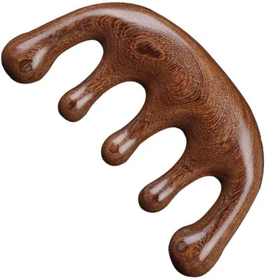 Produktbild von Holzkamm für Massagen, mit abgerundeten Spitzen, für Kopfhautmassage, Massageschminkbürste, aus natürlichem Sandelholz, Haarmassagebürste
