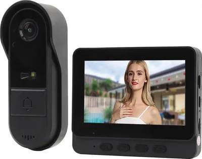 Produktbild von Drahtlose Video-Türklingel-Gegensprechanlage, 1080P-Kamera, 4,3-Zoll-Farbdisplay, 2-Wege-Nachtsicht, IP65 wasserdicht