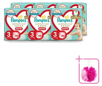 Produktbild von 6 x Pampers Premium Care Pants Windelhöschen Größe 3 (6–11 kg) - Sparpackung - 6 Stücke