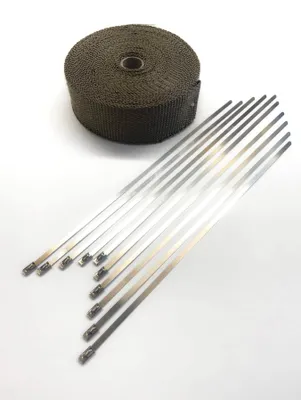 10x Metall Kabelbinder + 30mm Hitzeschutzband für Auspuff Krümmer Fächerkrümmer – Produktansicht