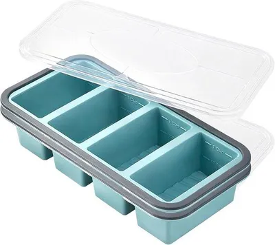 Produktbild von Famanu Silikon-Eiswürfelform Set von 2 mit Deckel - BPA-frei, stapelbar