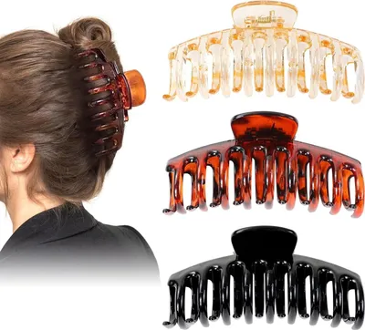Image de Pinces à cheveux 3 pièces 4,3 pouces Grandes pinces à cheveux Antidérapantes en plastique Hairclips
