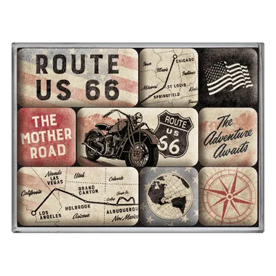 Obrázek produktu pro Nostalgic-Art - 9 kusů. Magnetická sada - US Highways - Route 66 Bike Map