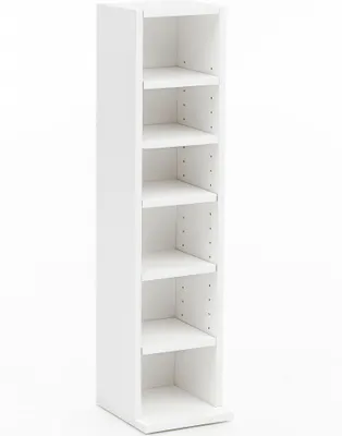 Produktbild von Design Bücherregal WL5.336 Weiß 21x91x25,5 cm mit 6 Fächern | Standregal Holz Regal freistehend Flur | Schmales Wandregal Kinderzimmer | Nischenregal Modern