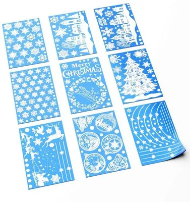 Obrázek produktu pro Samolepicí vánoční dekorace, 244 kusů, design sněhových vloček, rozměr 20 x 30 cm
