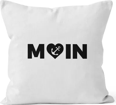 Produktbild von Kissenbezug Moin Love Herz Anker Kissenhülle Dekokissen 40x40 Baumwolle MoonWorks® weiß unisize