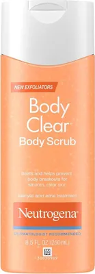 Produktbild von Body Scrub, Neutrogena, Body Clear, Akne Body Scrub, mit Salicylsäure 2%, peelt die Haut sanft und beugt Akne vor, 250ml