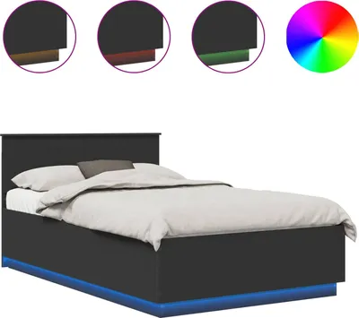 Produktbild von vidaXL Bettrahmen mit Kopfteil Schwarz 120 x 190 cm Holzwerkstoff