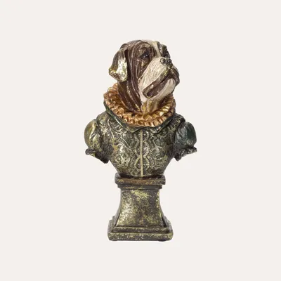 Image de KEYHOMESTORE | Buste de bouledogue en résine, H. 22 cm