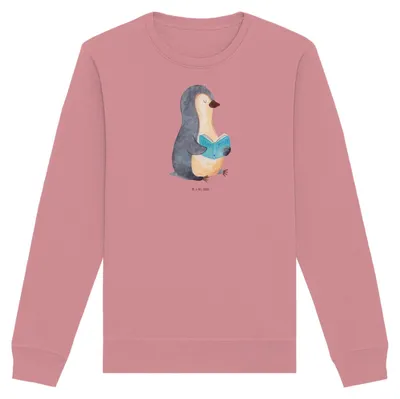 Produktbild von Mr. & Mrs. Panda Baumwoll Sweatshirt Pinguin Buch Größe XL - Canyon Pink - Geschenk, Pullover, Ausruhen, Lesen, Urlaub, Pulli, Sweater, Nichtstun