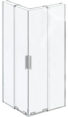 Imagen del producto de Cabina de ducha con entrada angular RAVAK Roll, 90 x 90 cm, marco de aluminio, vidrio transparente (modelo X14V70C00Z1)